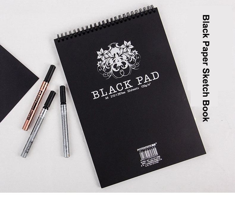 Retro Watercolor Paper for Drawing Painting Graffiti Coiling Black Paper Sketch Book Memo Pad Notebook Office School Art Gift