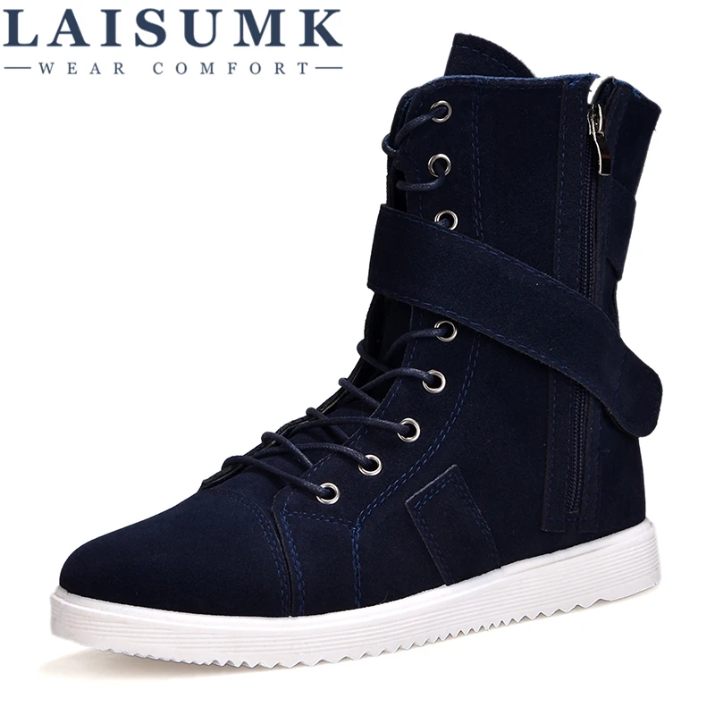 

LAISUMK New Martin Boots Men 'S Shoes Leather Classic Winter Vintage Males Lace Up Boots Solid Color High Help Shoes For Mens