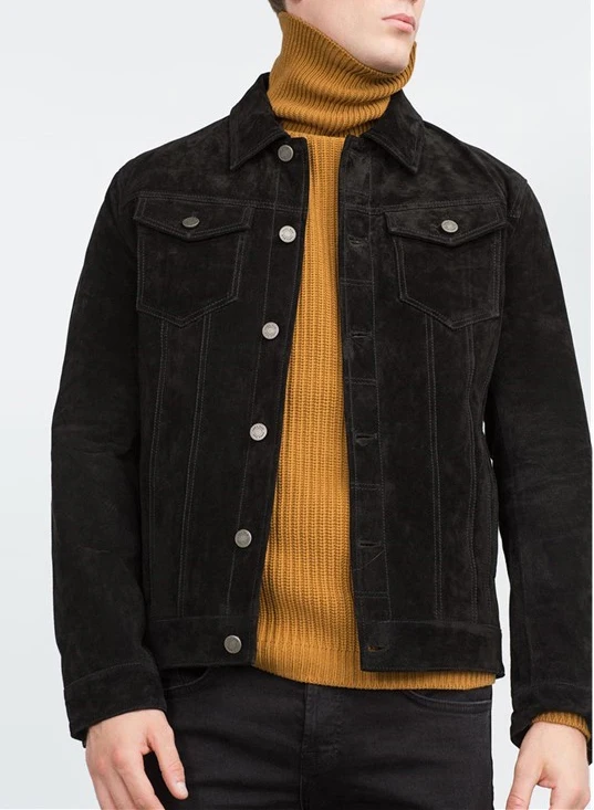 Мужская куртка из натуральной замши коричневая или черная воловьей кожи большие