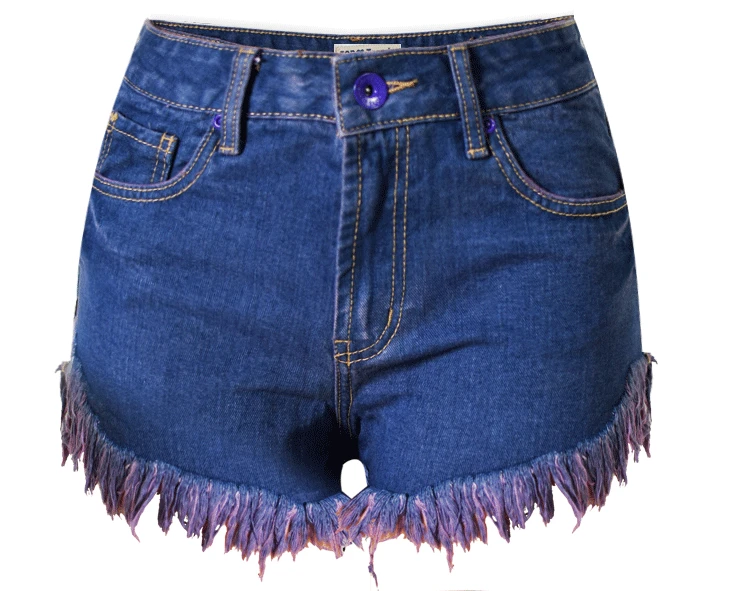 

New and the United States the hole irregular cat fringed denim high waist shorts hot dark jeans popular joker