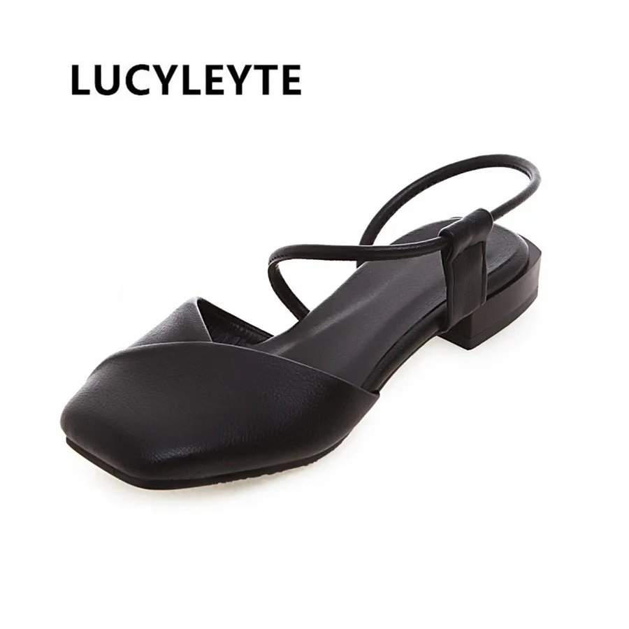 

2019 summer low-heeled baotou women's sandals rubber sole low-heeled square head college style women's shoes large size 34-46