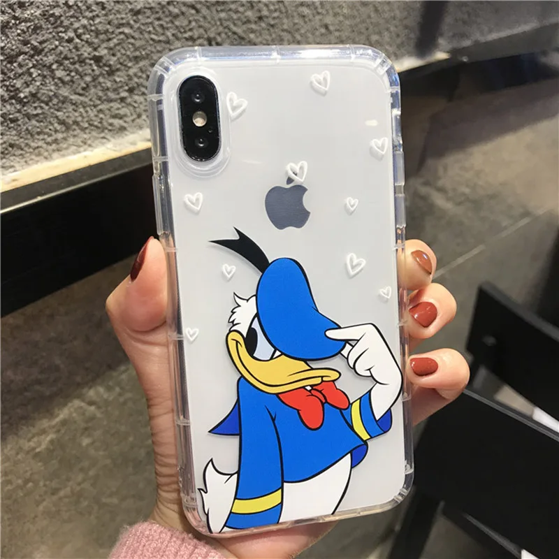 Duck Blue Мягкий чехол для телефона с милым рисунком Микки и Минни для iphone 11Pro XR XS MAX 6 6s 8X7 Plus, прозрачный противоударный чехол из ТПУ для iphone 7 8 - Цвет: Duck Blue