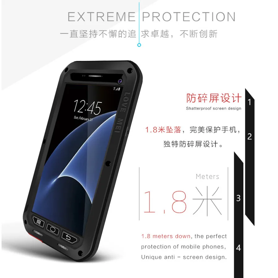 НОВЫЙ A5 2017 LOVE MEI Life водонепроницаемый металлический чехол для телефона SAMSUNG Galaxy S6
