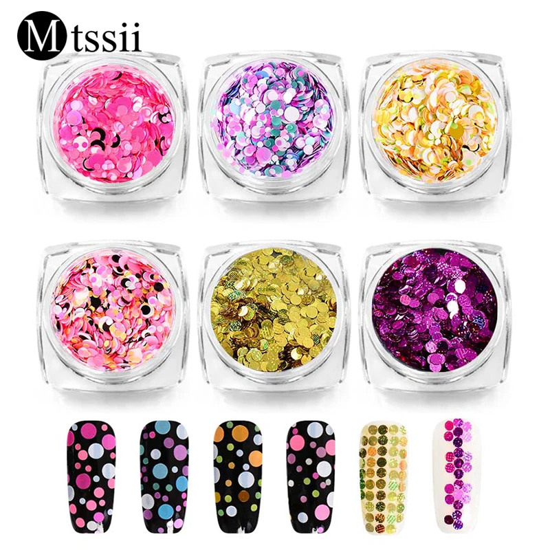 Mtssii 6 Коробки/комплекты Блестящий декор для ногтей смешанные Цвет 3D ультратонкие