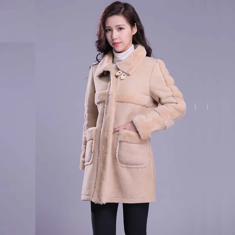 Натуральная кожа пальто с мехом длина овчины одежды длинные волосы длинное