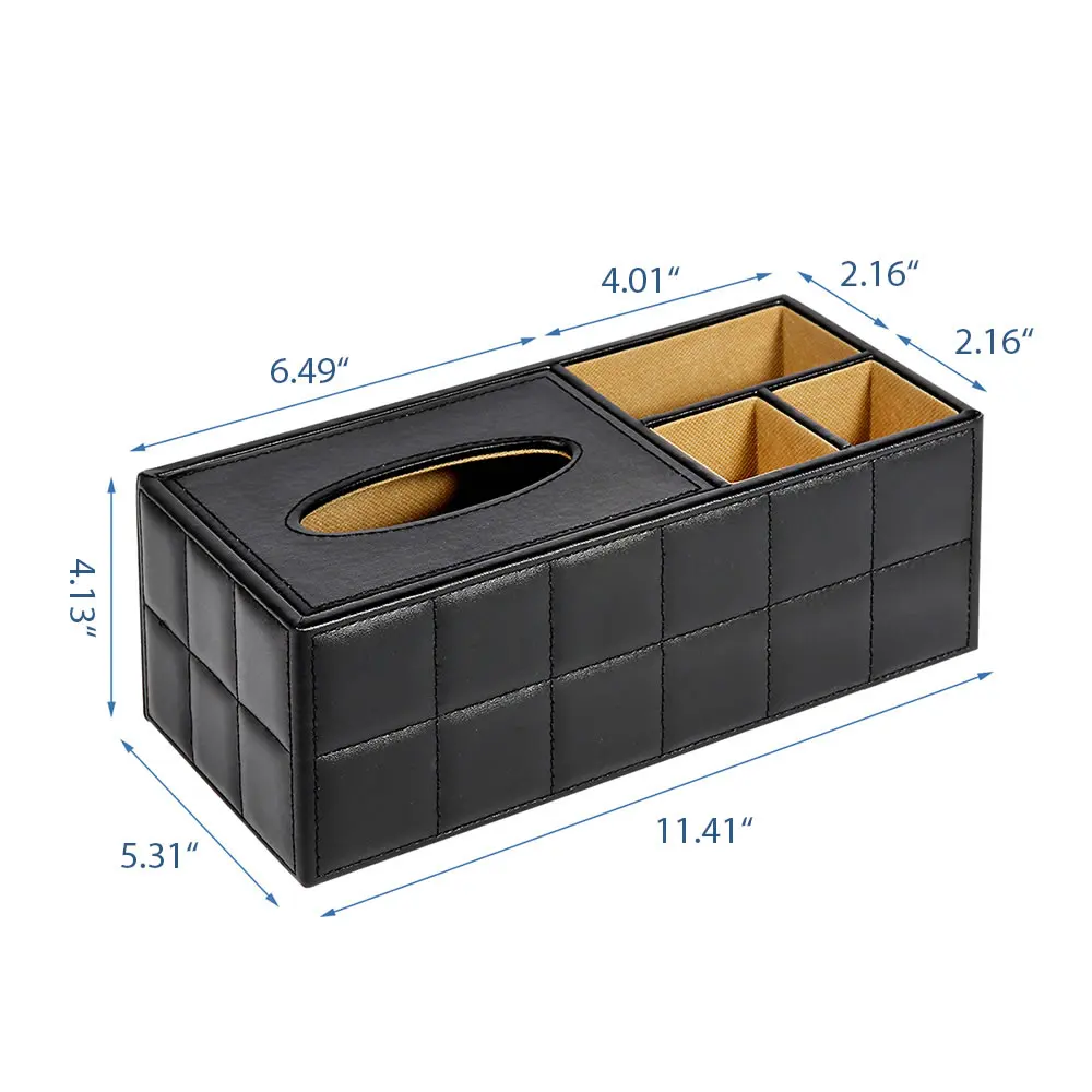 3 Compartment 109365 ОРЗ искусственная кожа ткани держатель для салфеток Офис стол Организатор хранения держатель коробка для ручки пульт дистанционного управления ткани Обложка - Цвет: 3 Compartment 109365