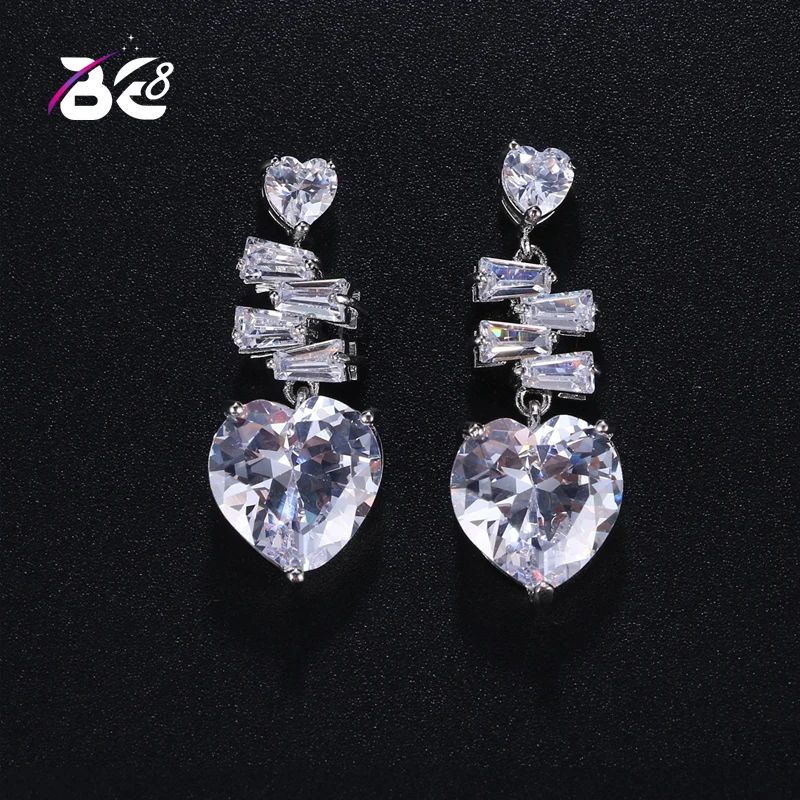 

Be 8 New Big Cubic Zirconia Heart Drop Dangle Earrings Popular Crystal Drop Earring for Wedding Dress Fashion Jewelry E392
