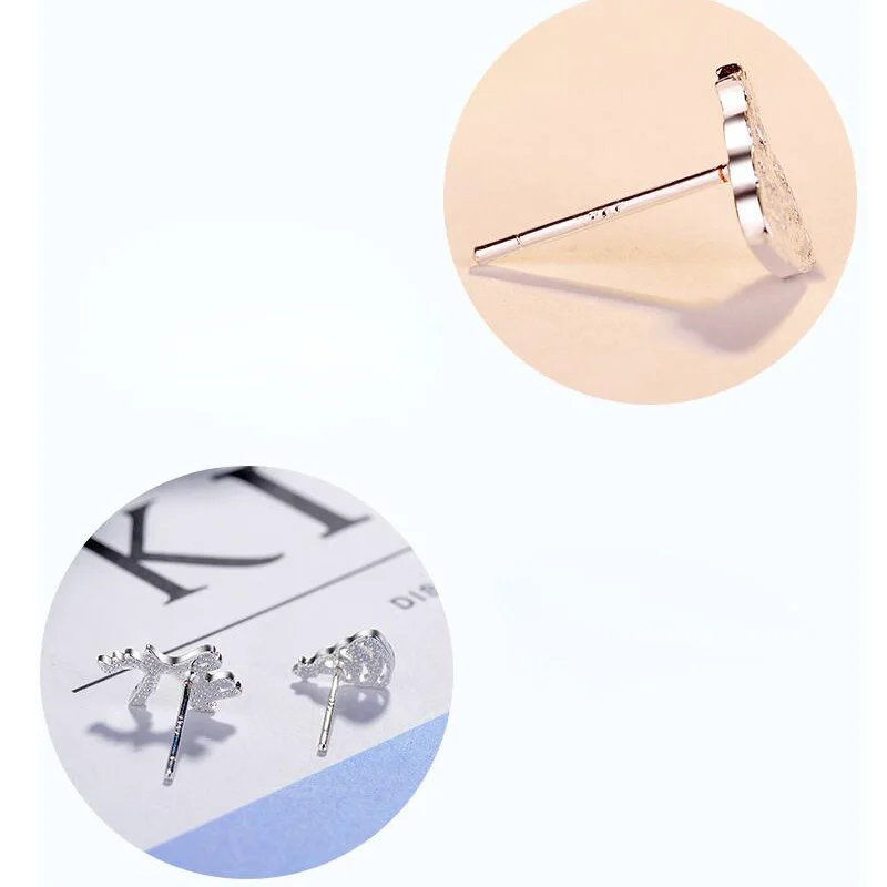 

Utimtree Cute Small Deer Christmas Tree Asymmetric Stud Earrings For Women Girls Sliver 925 Animal Earrings Jewelry Party Gifts