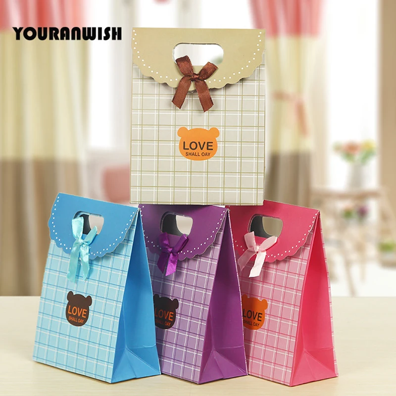 12 шт./лот розовый фиолетовый бумажный подарочный пакет для свадебного украшения