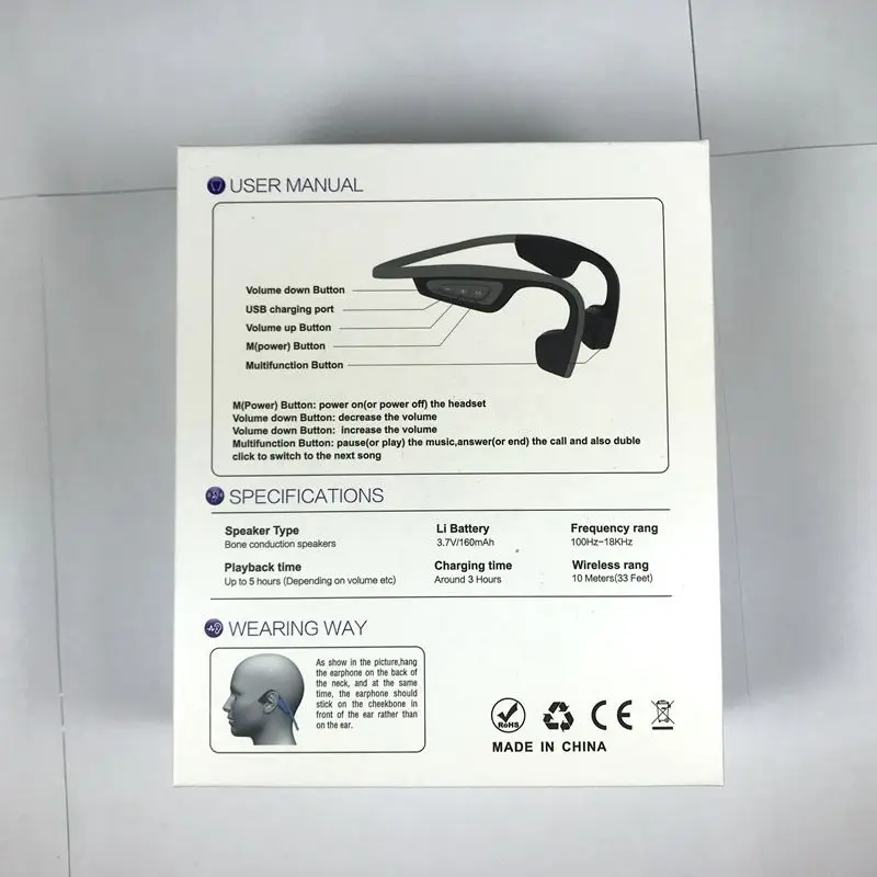 

S.Wear LF-19 Wireless Bluetooth Headset Waterproof Stereo Neck-strap Headphone Bone Conduction NFC Hands-free Earphone iphone 7