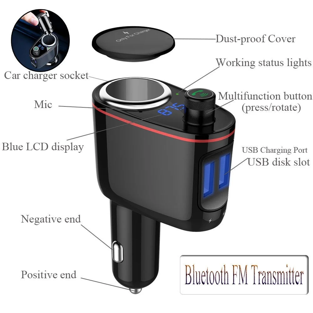 SRUIK FM передатчик беспроводной Bluetooth Handsfree автомобильный комплект MP3 плеер двойное