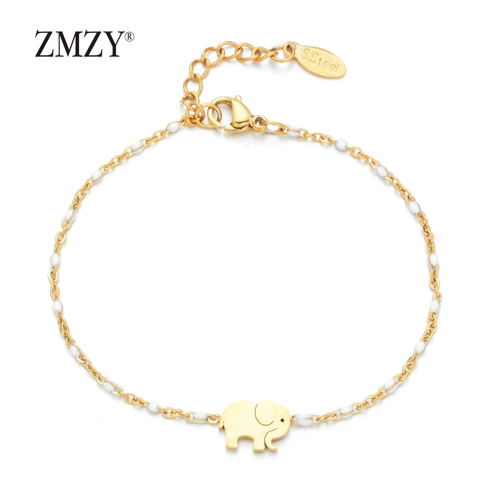 ZMZY Dainty браслет со слонами подвеска золотого цвета Femme цепочка на запястье