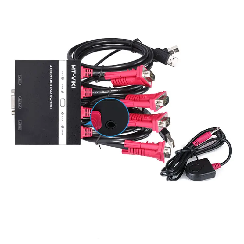 Mt-Viki 4 Порты и разъёмы коммутатор VGA USB KVM переключатель с проводной пульт