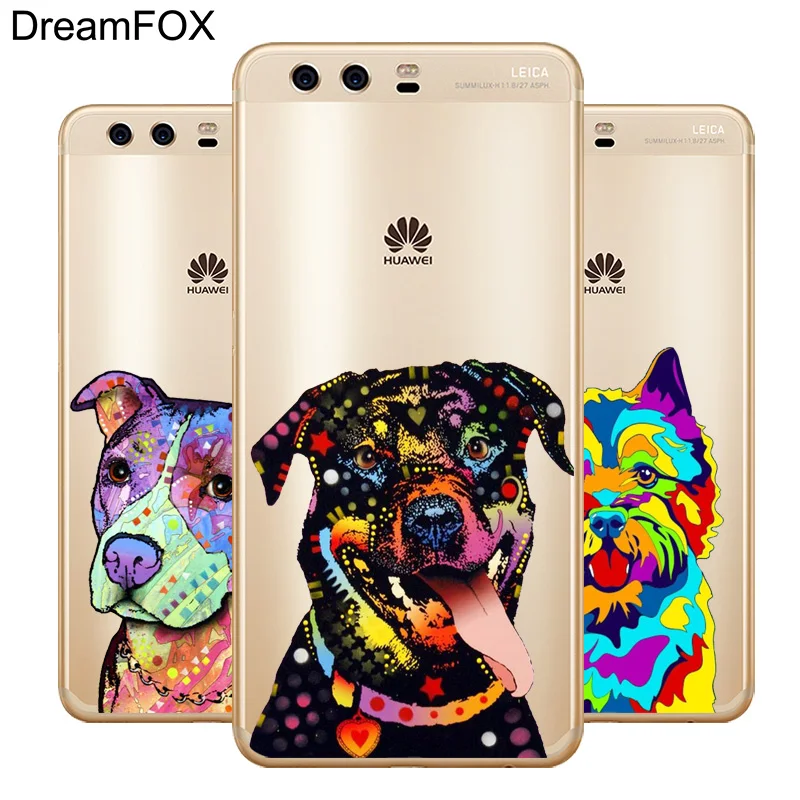 DREAMFOX L577 Мягкий силиконовый чехол из ТПУ с собакой для Huawei P8 P9 P10 Lite Plus 2017 Honor 8 Pro 9 6X |