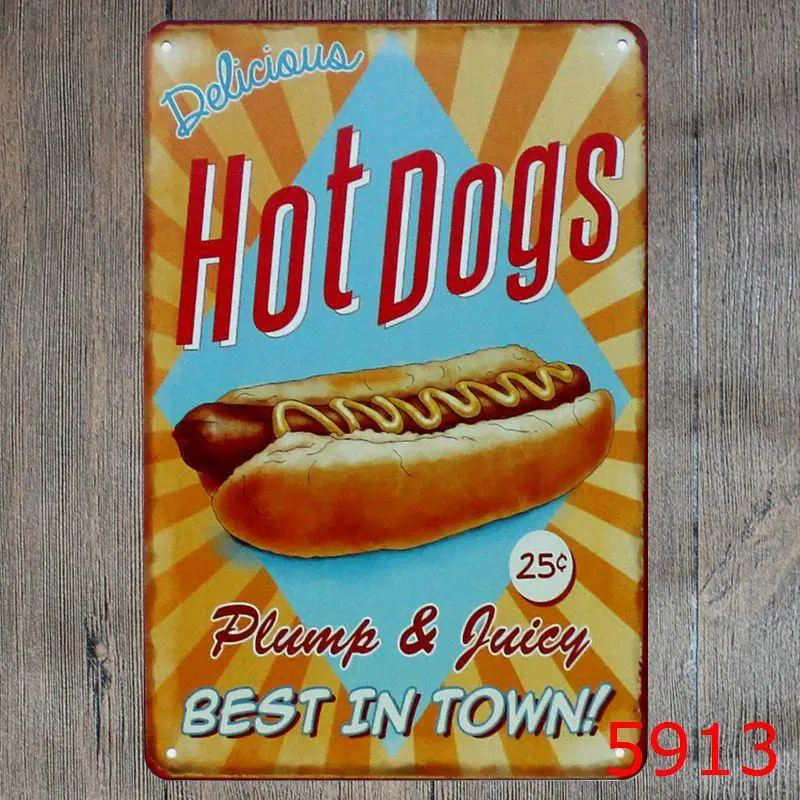 Винтажные металлические жестяные знаки для торта и гамбургеров 20 х30 см | Дом сад