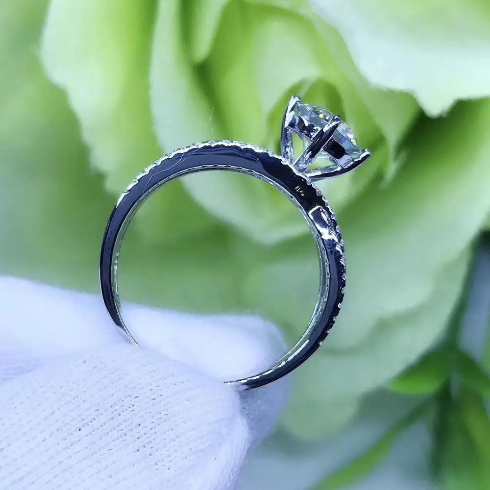 Круглое серебряное кольцо Moissanite 1ct D VVS роскошное моиссанитовое Weding для