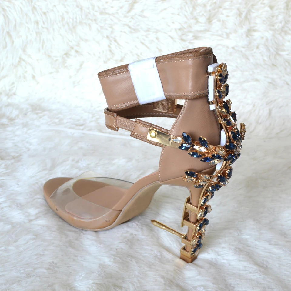 Luchfive/женские сандалии гладиаторы на каблуке украшенные стразами с ремешком