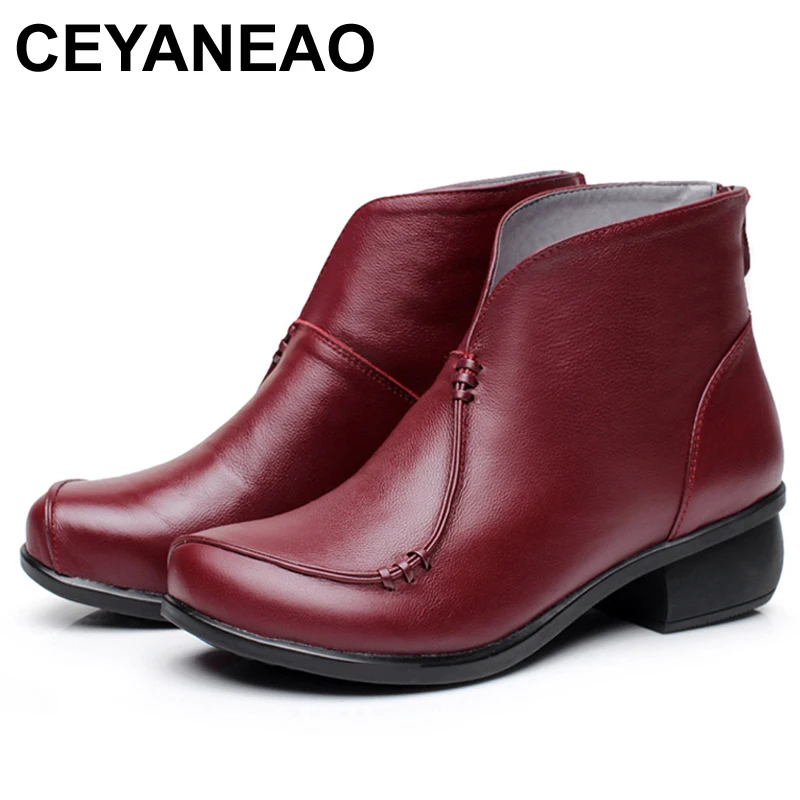 CEYANEAO2019New осенне-зимние женские полусапоги на квадратном каблуке Сапоги из