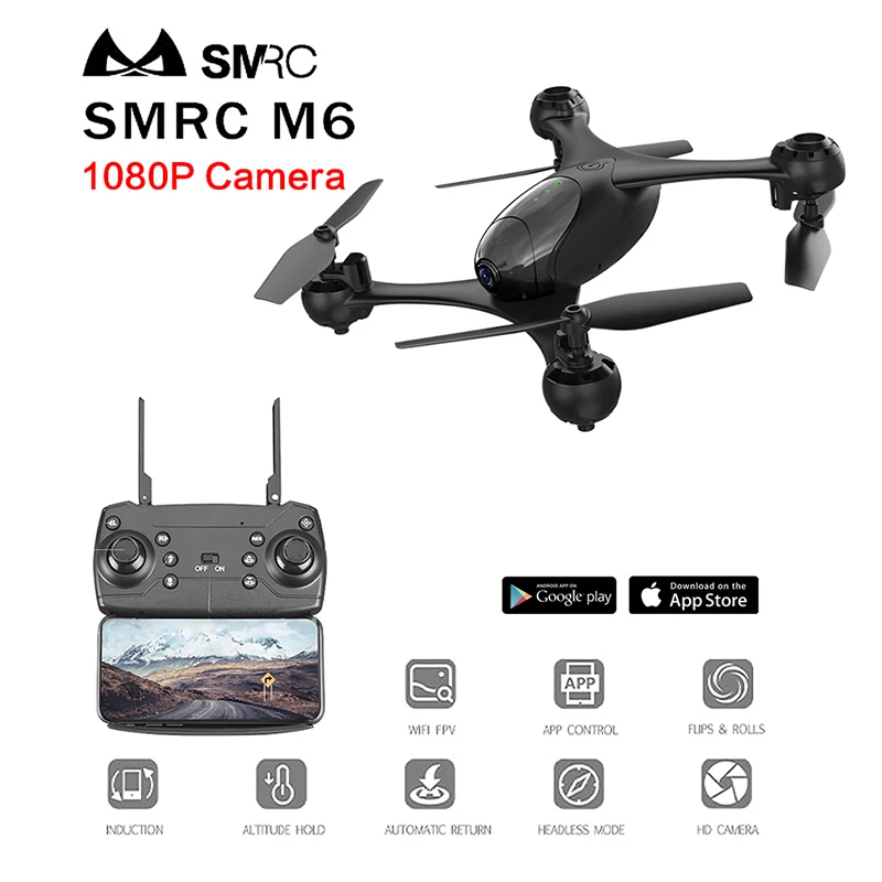 Нмиц M6 видео с разрешением 1080 P Радиоуправляемый Дрон HD Gimbal двойной камеры WI-FI FPV Quadcopter приложение зависания тяжести объект режим отслеживания дополнительные тесто - Цвет: 1080P 1pcs battery