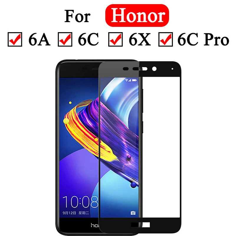 Полное покрытие из закаленного стекла для Huawei Honor 6a 6C pro 6X протектор экрана huwei huawey