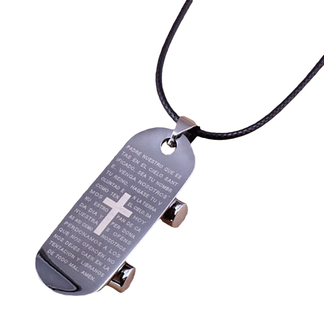 Cross Skateboard Scripture Necklace Alloy Steel Unisex Fashion Creative Pendant Christianity​ Charm | Украшения и аксессуары