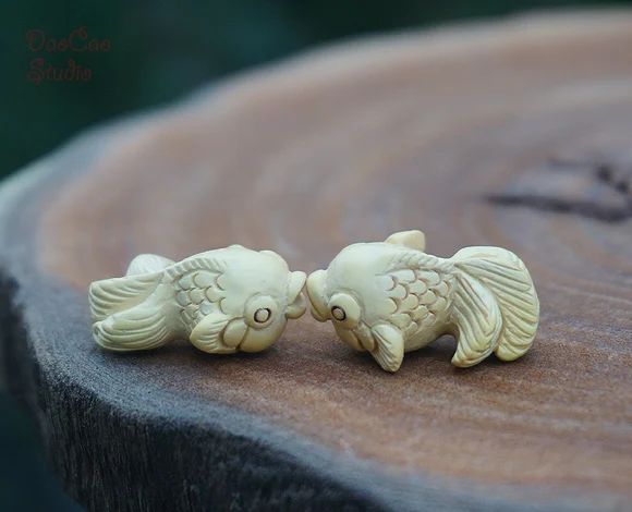 Натуральный Самшит резные Золотая рыбка Бусины крошечные Талисманы мала джапа