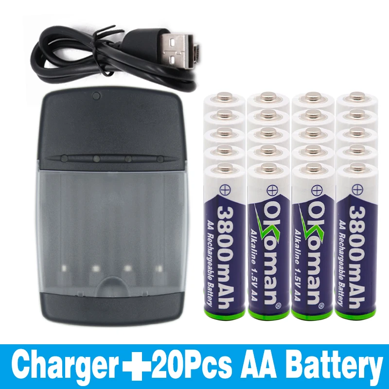 Цвет: желтый Высокое качество AA 3800mah 1,5 V Щелочная перезаряжаемая батарея для Светодиодный светильник, электрический игрушечный аккумулятор и щелочное зарядное устройство - Цвет: Цвет: желтый