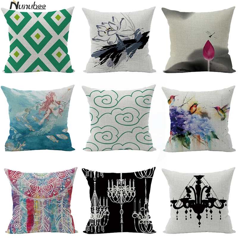 Retro Chinese Style Lotus Creative Cotton Seat Cushion Office Car Sofa Home Decoration CushionCover PillowCase | Дом и сад