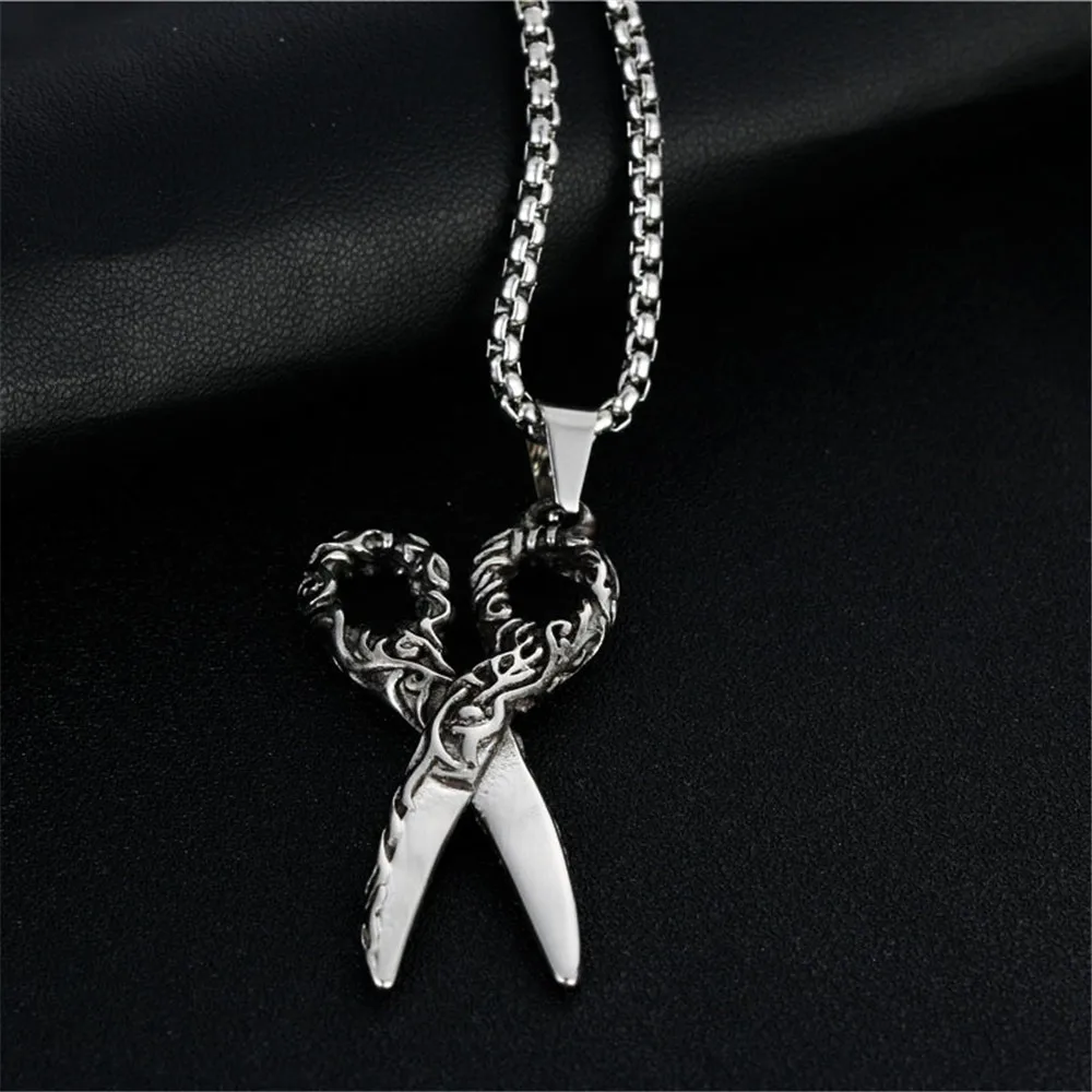 Мода парикмахеры Ножницы Neckalce Для мужчин хип хоп Рок Золотые украшения Цвет