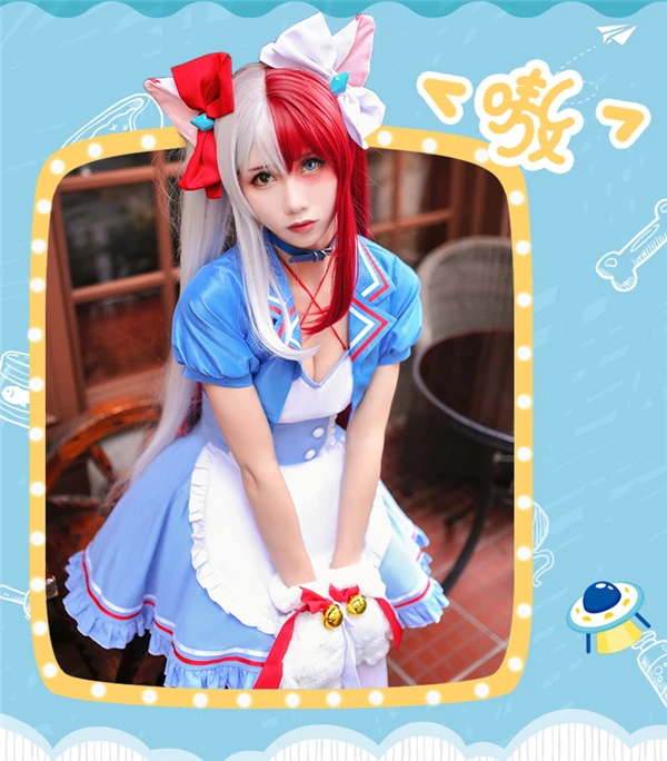 Аниме горничная Кофейня Todoroki Shoto Косплей Костюм кошка платье горничной