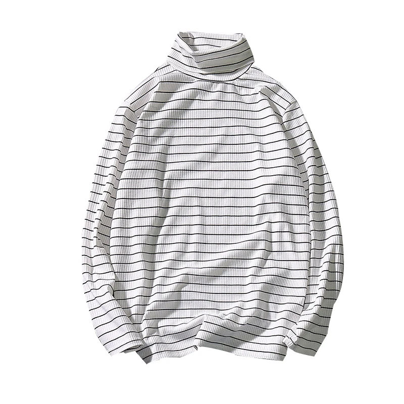 Korean version of young high-collar striped long-sleeved T-shirt for handsome men and leisure bottom shirt 2019 | Мужская одежда