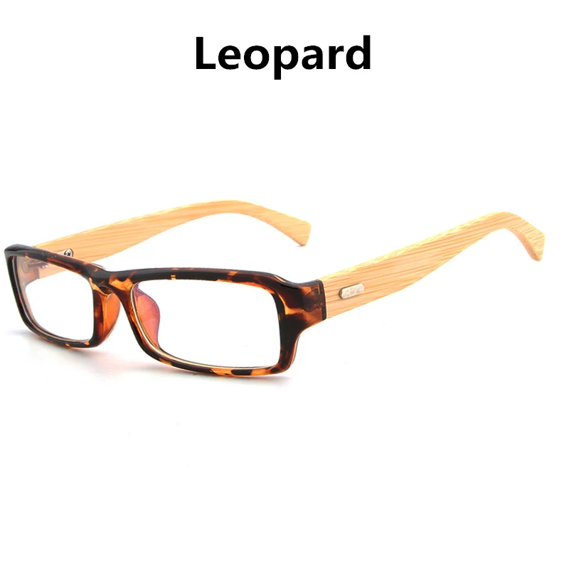 Leopard HDCRAFTER винтажные оправы для очков квадратная бамбуковая оправа для очков для мужчин и женщин Оптические очки с деревянными дужками оправа с прозрачными линзами - Цвет оправы: Leopard