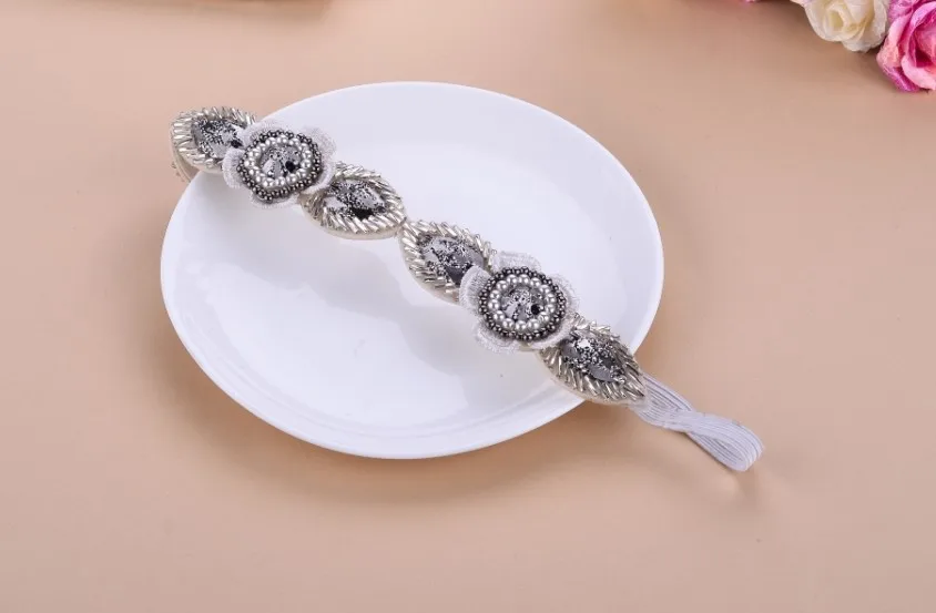 

freeshipping wholesale retail fashion lace flower beaded gems headband popular fashion hair accessories-BM