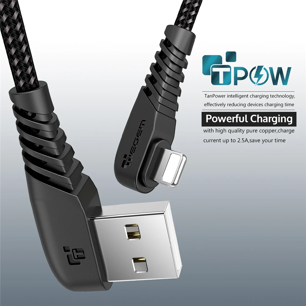 TIEGEM 90 usb-кабель для iPhone X 8 7 6 5 6s plus Кабель для быстрой зарядки кабель мобильного телефона зарядное устройство Usb кабель для передачи данных 1M2M3M