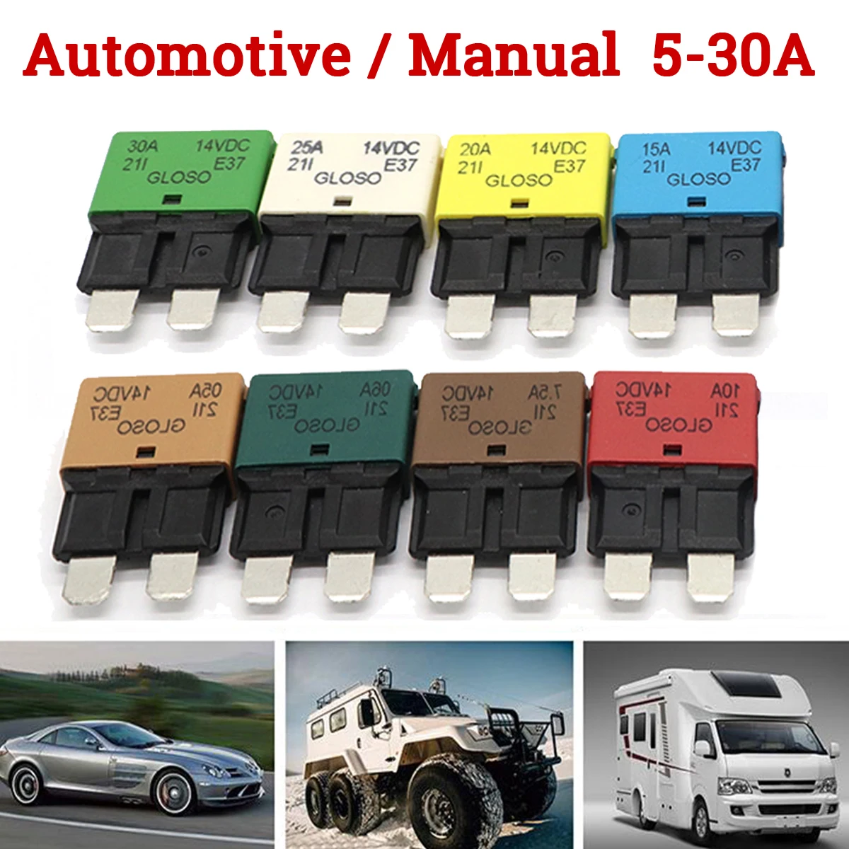 Автоматический/ручной сброс предохранителя ATC DC14V/28V 5A 6A 7.5A 10A 15A 20A 25A 30A для лодок