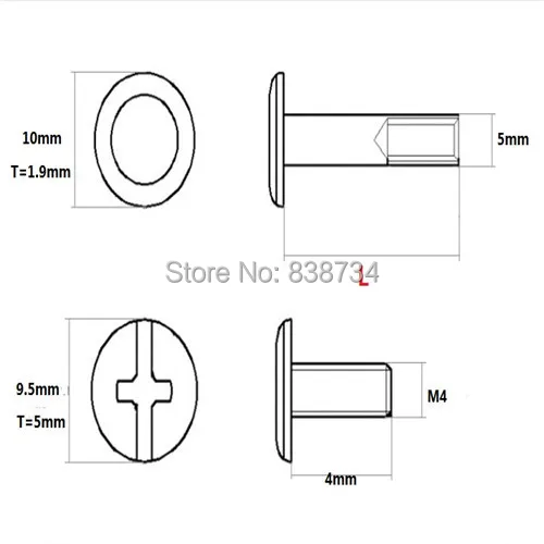 

100pcs steel with brass plated 5*25mm blind screw
