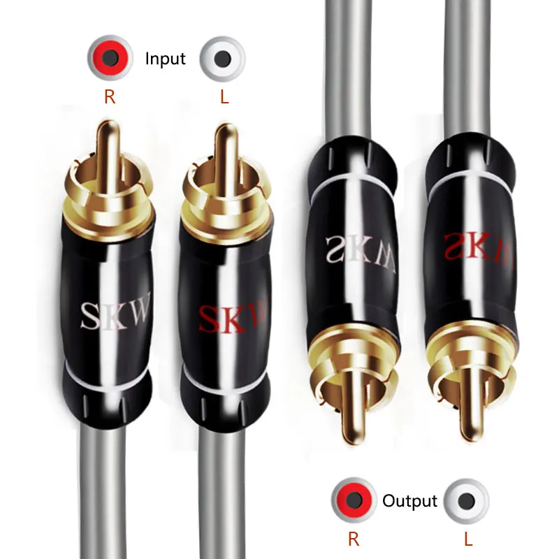 Аудиокабель SKW 2RCA на 2 RCA штекер с позолоченным 24 каратным покрытием 1 м 5 3 8 10 15 для