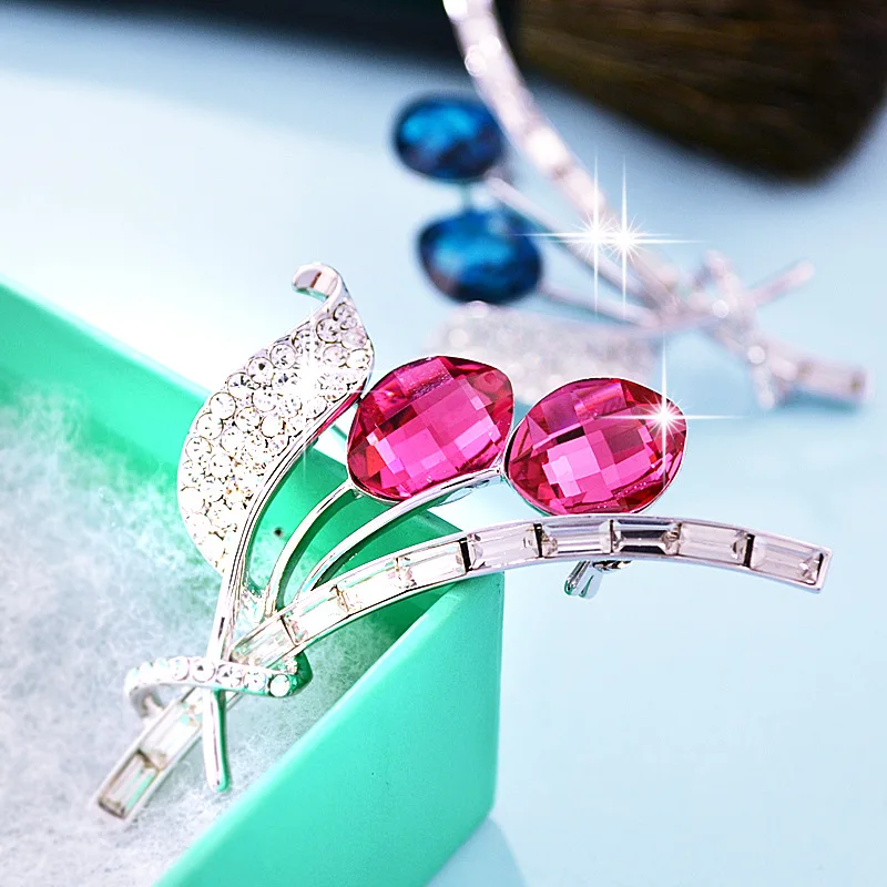 2017 модные стразы броши в виде веток с кристаллами листьев Корсажная булавка