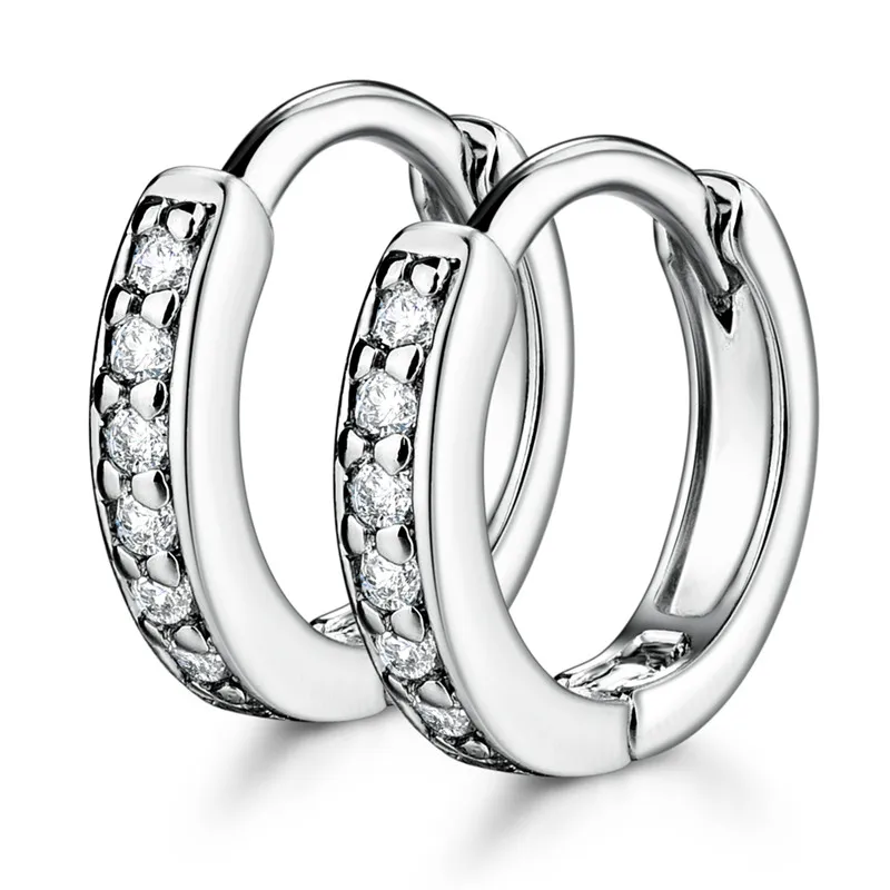 Женские серьги GULICX золотого цвета с белым кристаллом и фианитом E128|circle earrings|earing