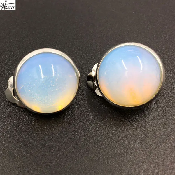 Opal MC6997 Тигровый глаз лазурит малахит авантюрин опал Howlite Кристалл Unakite Jaspe Абалон раковина искусство овальные клипсы WB659 - Окраска металла: Opal MC6997