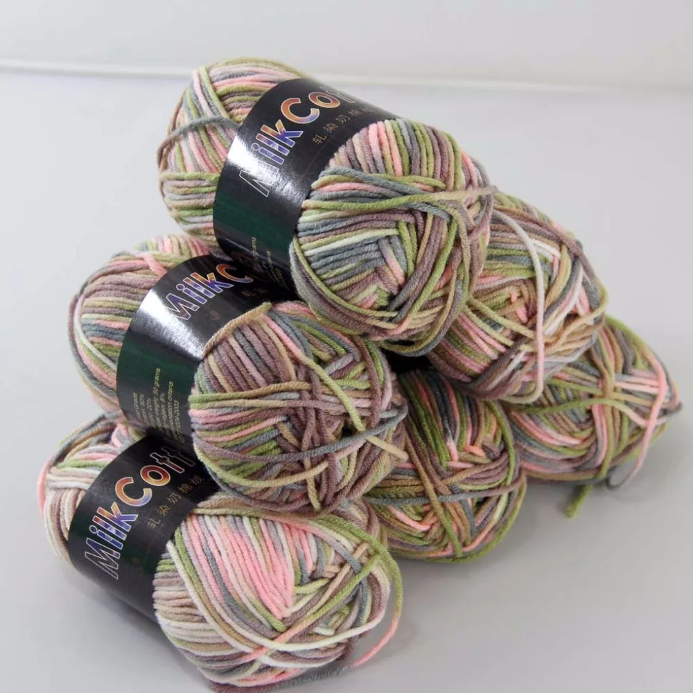 Sale 6ballsx50g Soft Cotton Baby Yarn New Hand-dyed Wool Socks Scarf Knitting yarn green pink brown mixed 2075-21-6 | Дом и сад