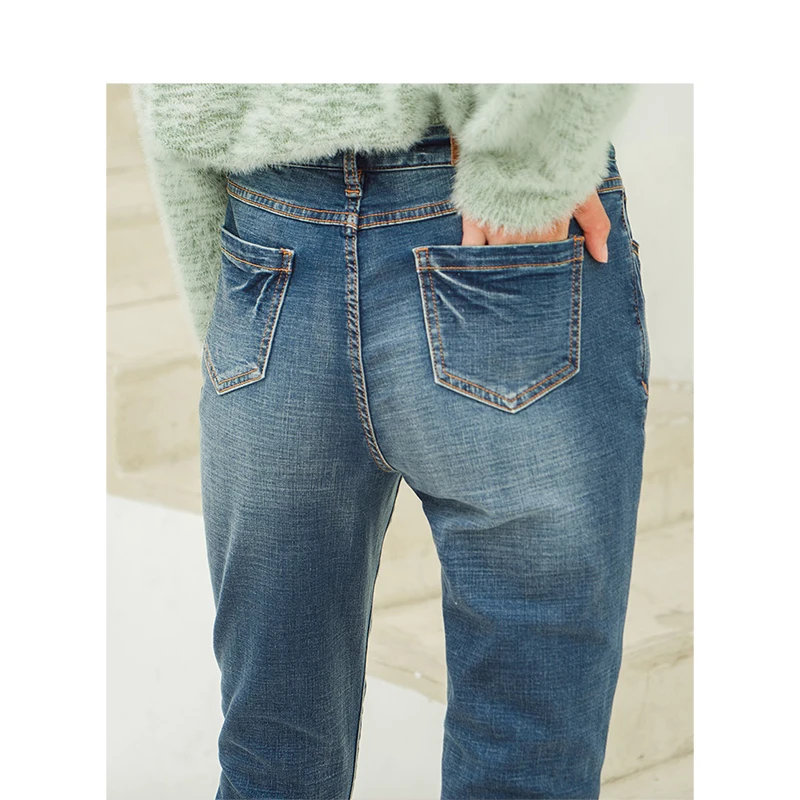 Женские отбеливающие джинсы INMAN повседневные со средней талией | Женская одежда