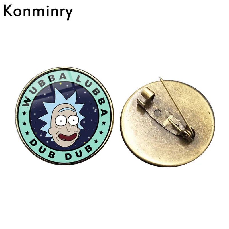 Konminry Science fiction мультфильм Рик и Морти булавки броши круглый стеклянный кулон ручной работы Подарки для женщин и мужчин брошь ювелирные изделия