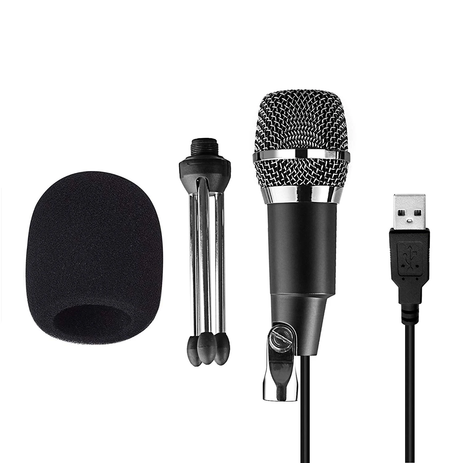 USB Microphone Plug &ampPlay Home Studio Condenser for Skype Recordings YouTube Google Voice Search Games( |