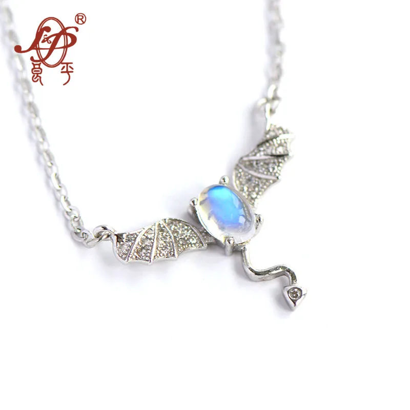 

2018 Hot Sale Nepal 925 Sterling Inlaid Natural Moonstone Little Devil Pendnat&necklace For Women Pendant Necklace Fine Jewels