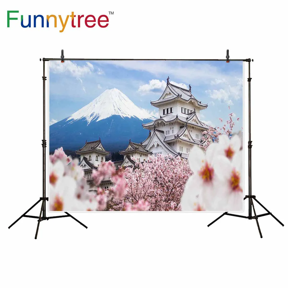 

Funnytree backdrop for photo studio Mount Fuji Cherry blossoms architecture nature view photography background photobooth prop