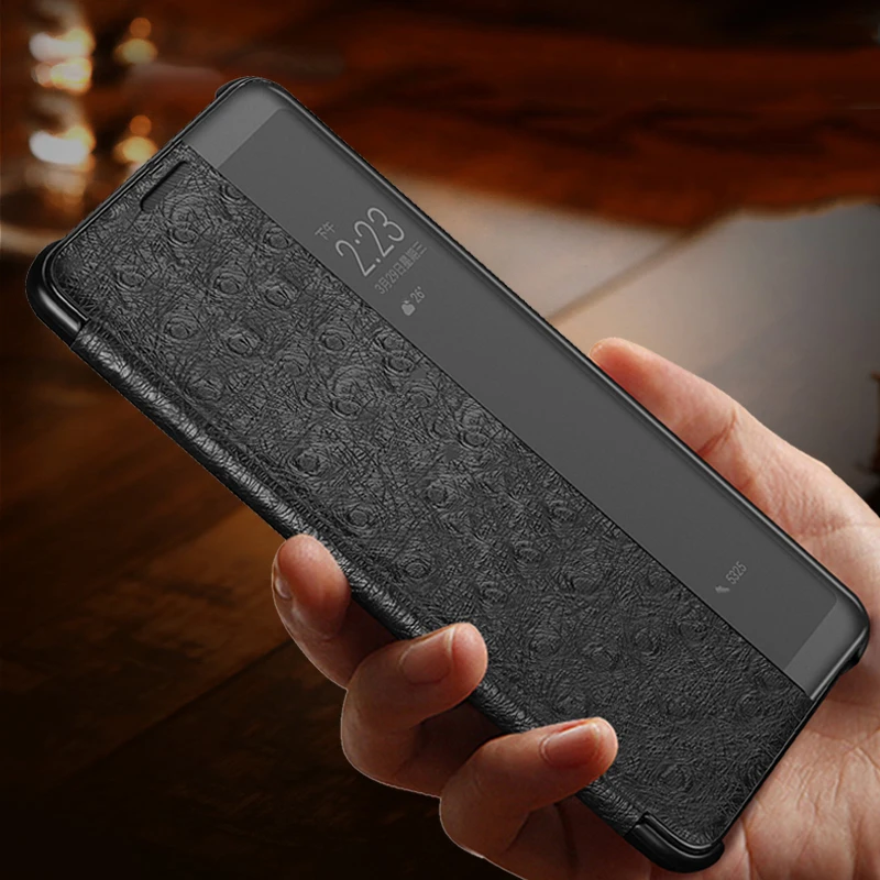 Оригинальный чехол XOOMZ из натуральной кожи страуса для Huawei Mate 10/ Pro Smart Auto Flip Cover