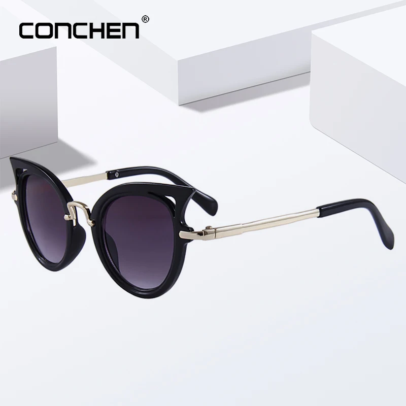 Очки солнцезащитные Детские кошачий глаз в круглой оправе с защитой