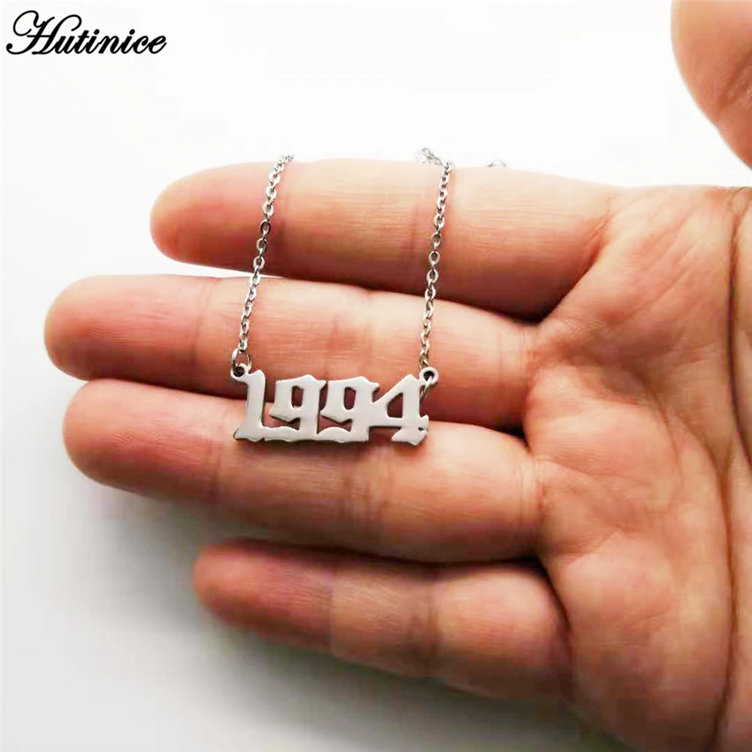 Золото серебро на заказ год 1994 цифра кулоны Свадьба Дата ожерелье День рождения Чокеры Gargantillas Женщины Мужчины персонализированные ювелирные изделия