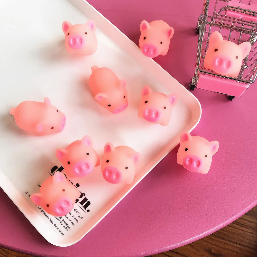 1 шт. Забавный мультфильм Сжимаемый розовый поросенок Mochi TPR Squeeze ремни DIY Декор